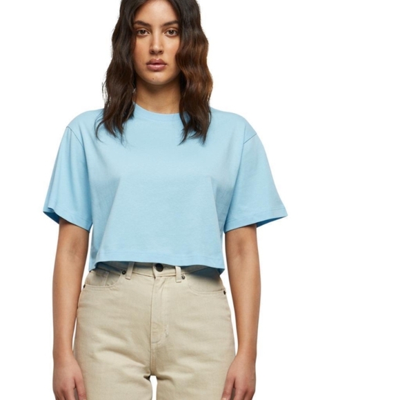 🎀$5 Urban Outfitters Blue Boxy Crop T-Shirt - Picture 5 of 5